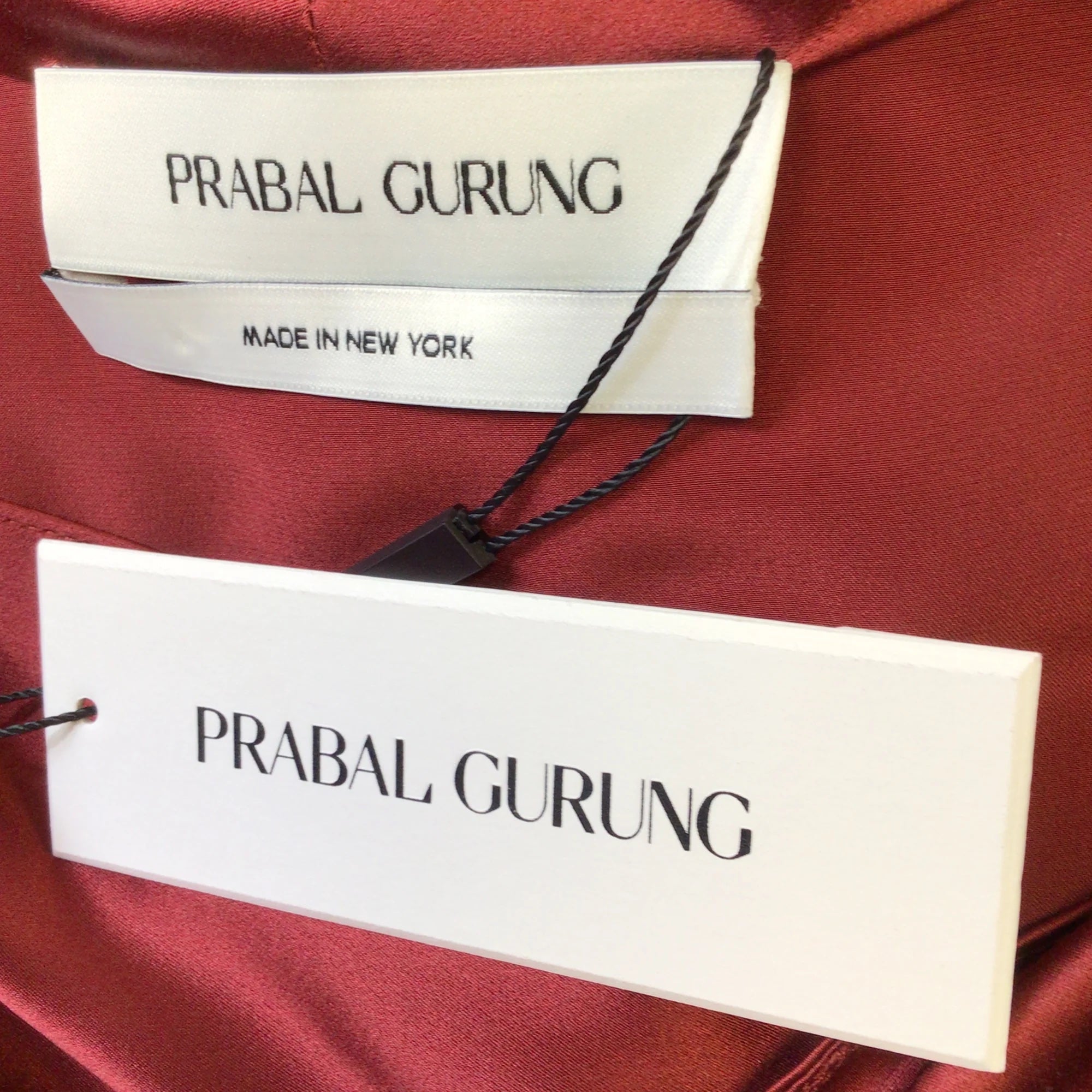 Prabal Gurung Maroon Long Sleeved Silk Midi Dress