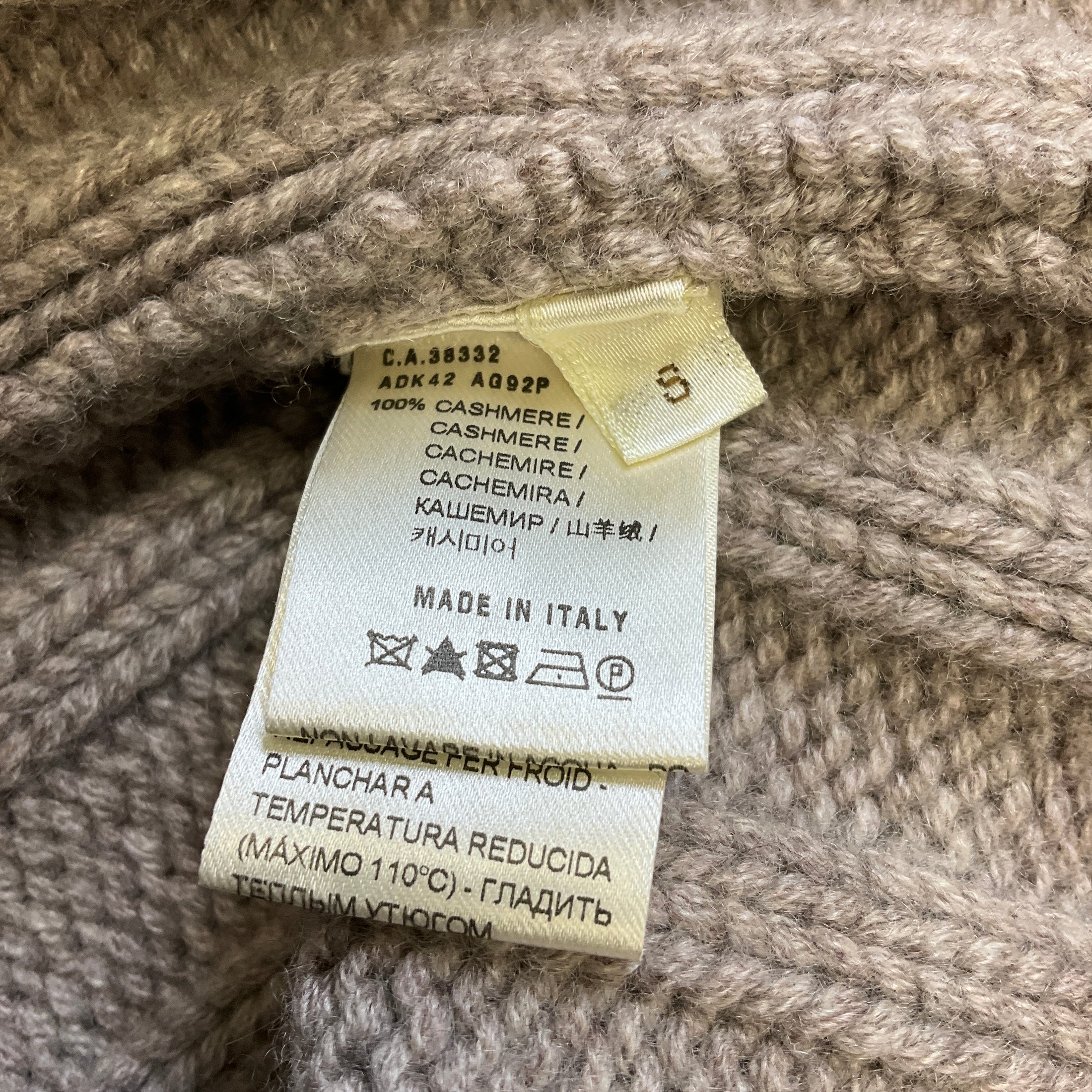 Agnona Taupe Cashmere Knit Poncho Sweater