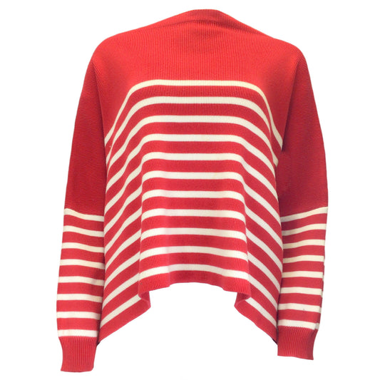 Valentino Red / White 2021 Striped Oversized Cotton Knit Sweater
