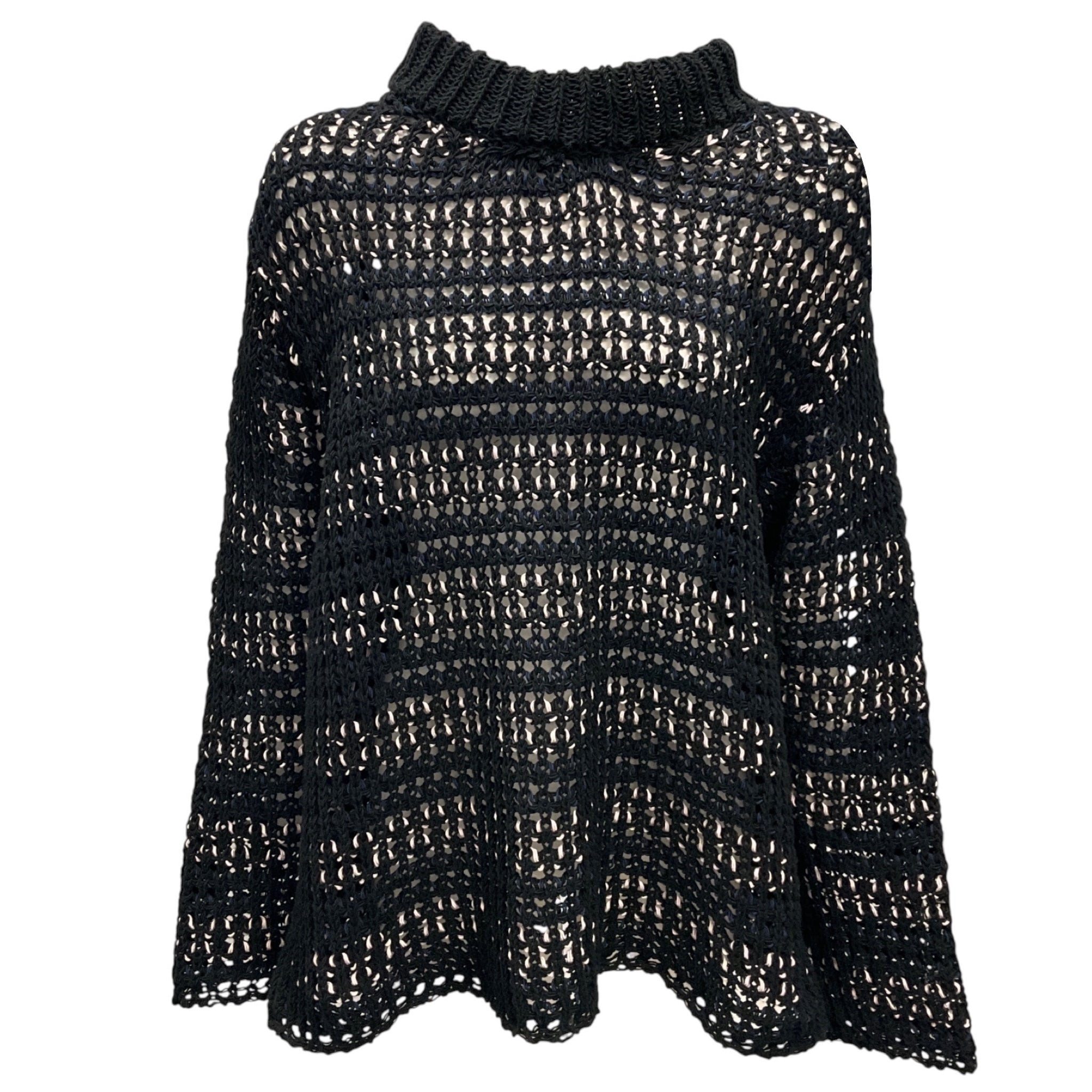 Namacheko Black Zirek Long Sleeve Cotton Open Knit Sweater
