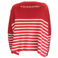 Load image into Gallery viewer, Valentino Red / White 2021 Striped Oversized Cotton Knit Sweater
