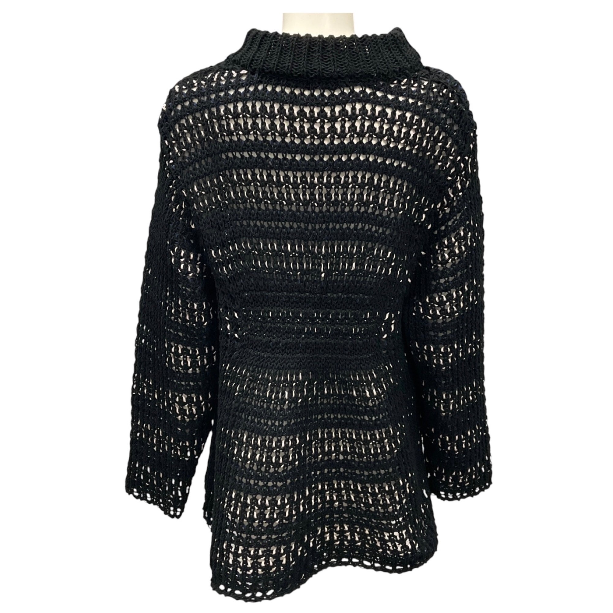 Namacheko Black Zirek Long Sleeve Cotton Open Knit Sweater