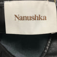 Load image into Gallery viewer, Nanushka Black Regenerated Leather Barrel Leg Pants with D-Ring Belt and Horizonal Seam
