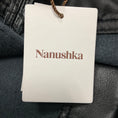 Load image into Gallery viewer, Nanushka Black Regenerated Leather Barrel Leg Pants with D-Ring Belt and Horizonal Seam
