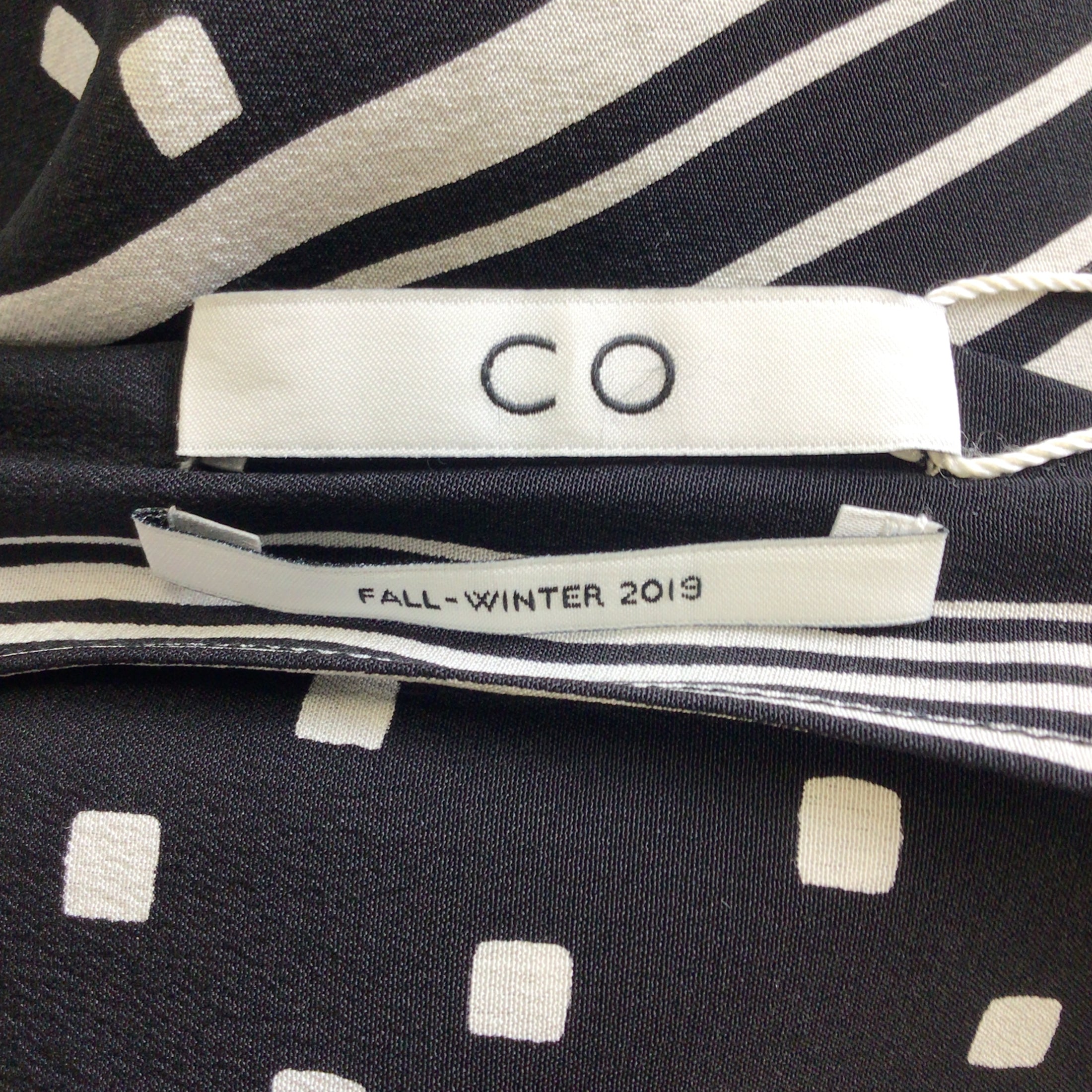 Co Black / White 2019 Geometric Print Silk Maxi Dress