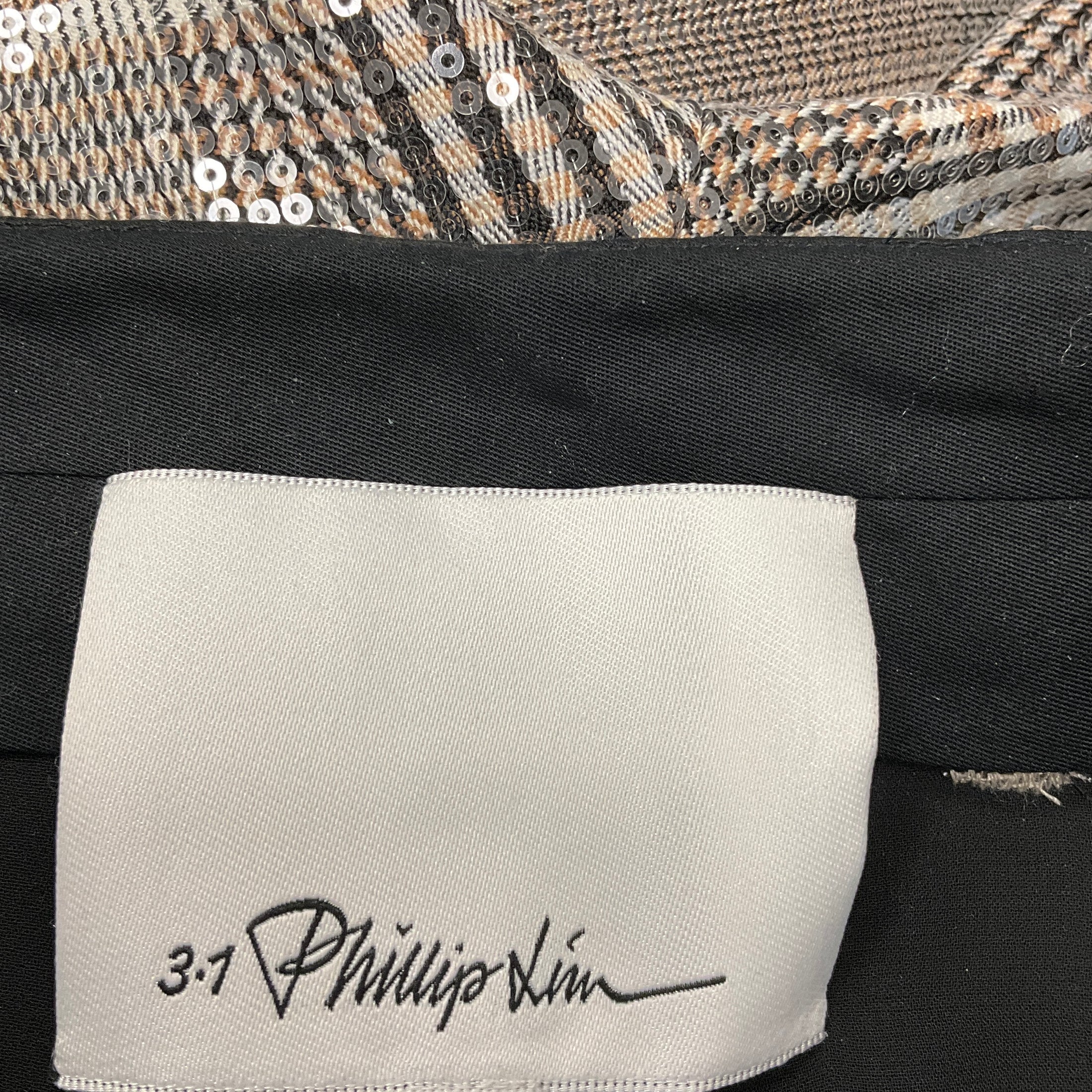 3.1 Phillip Lim Brown Multi Sequin Plaid Wide Leg Trouser