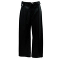 Load image into Gallery viewer, Nanushka Black Regenerated Leather Barrel Leg Pants with D-Ring Belt and Horizonal Seam
