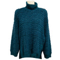 Load image into Gallery viewer, Fendi Dark Teal FF Zucca Logo Pattern Mohair and Wool Knit Turtleneck Sweater
