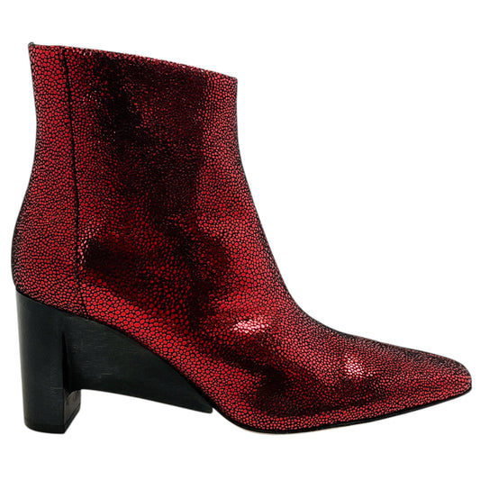 Zero + Maria Cornejo Red Shimmer Suede Boots