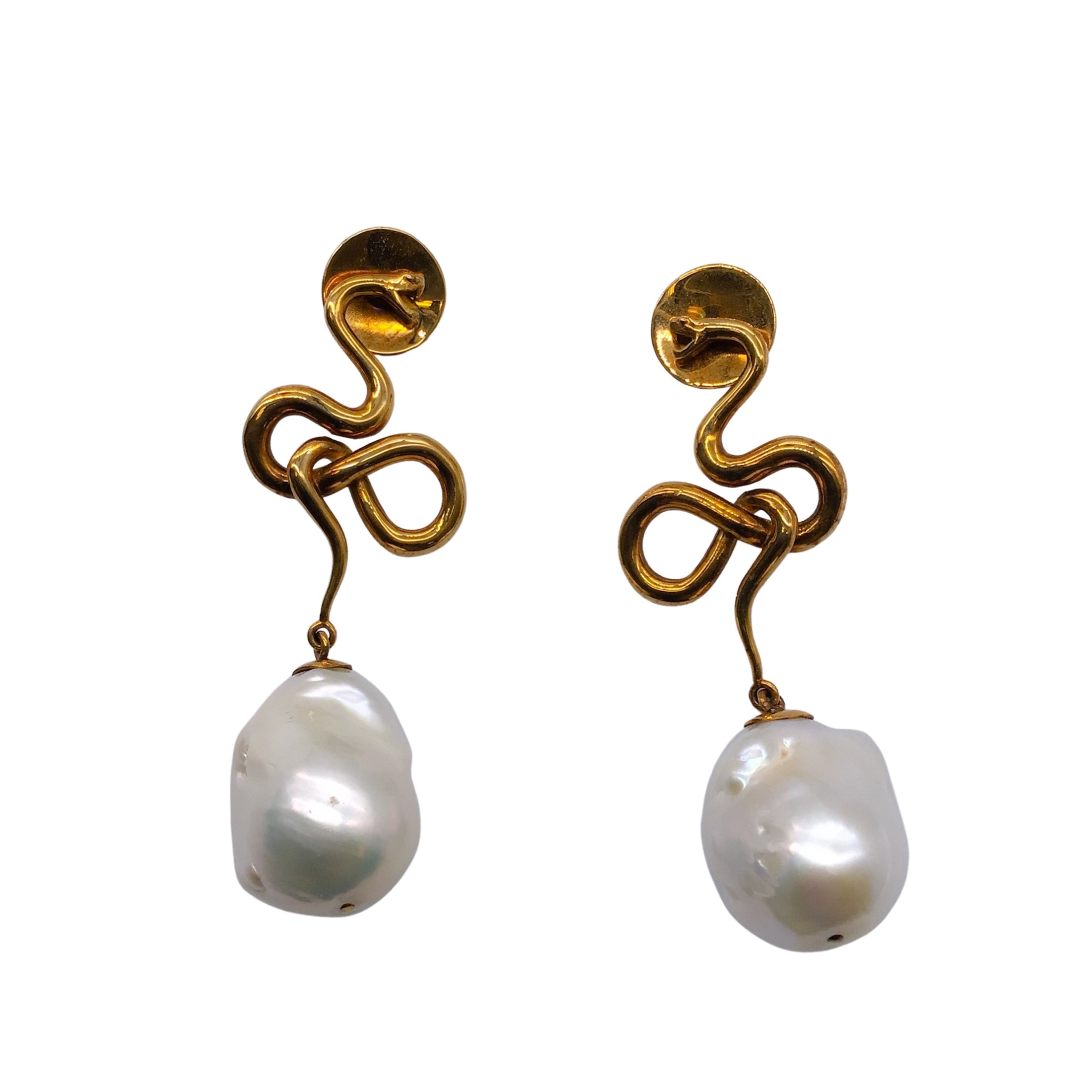 Meadowlark Freshwater Pearl and 9 Karat Gold Medusa Drop Earrings