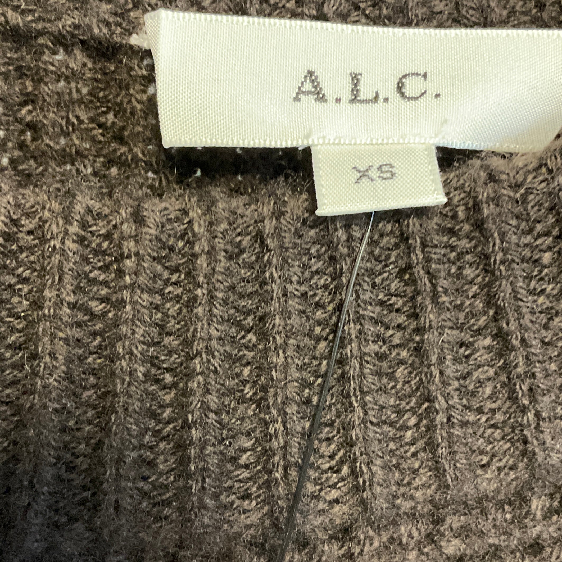 A.L.C. Brown Lennox Embellished Merino Wool Knit Sweater