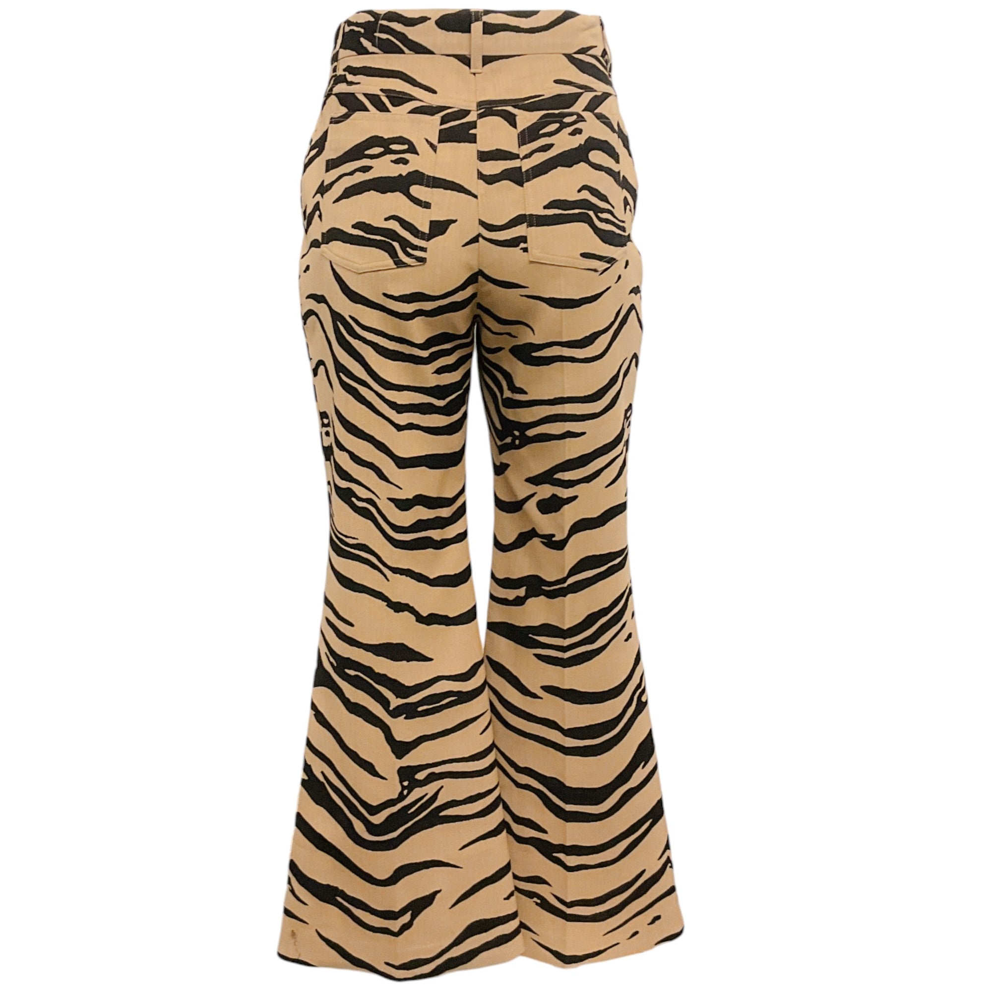 Stella McCartney Tan / Black Tiger Print Flare Pants