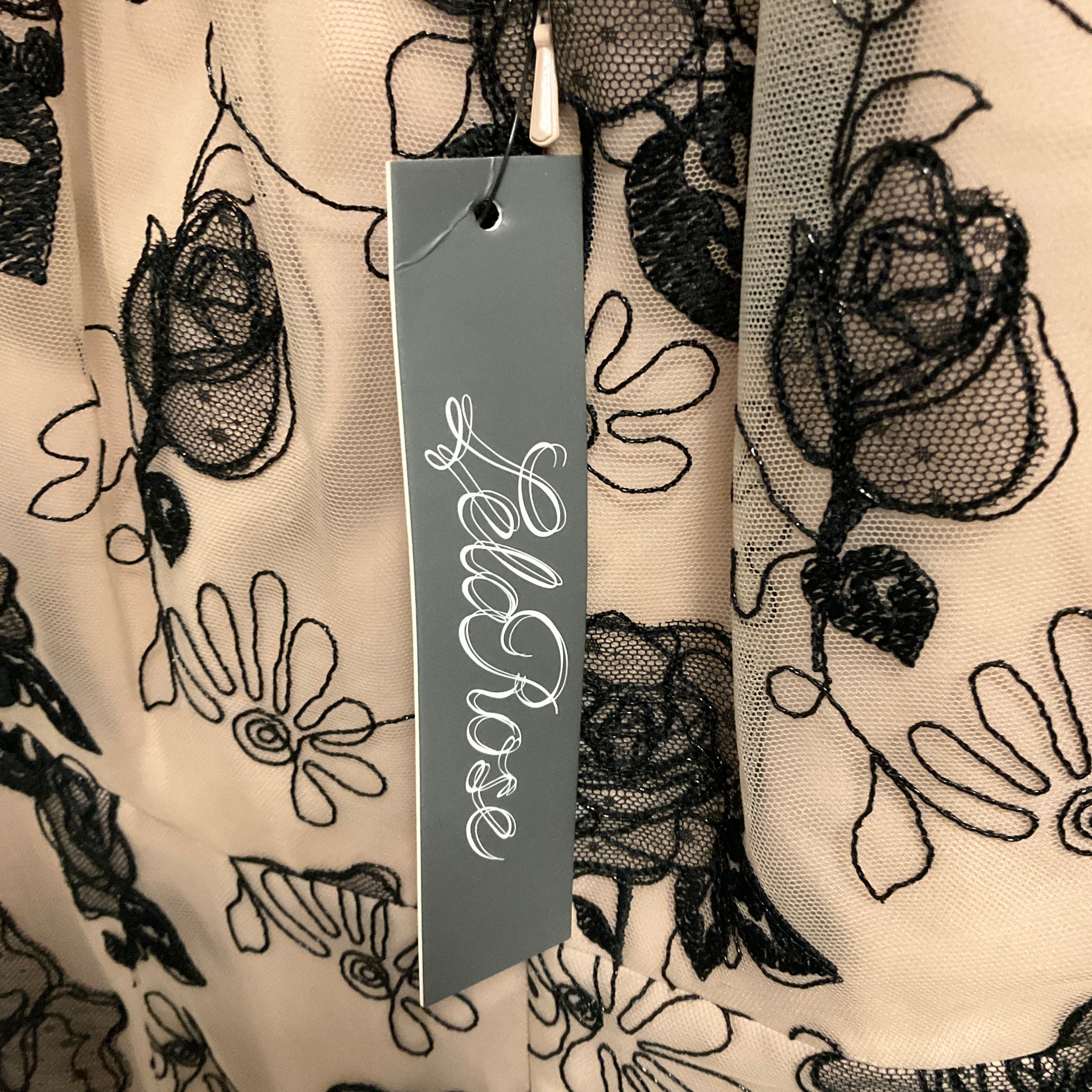 Lela Rose Nude Floral Lace Naomi Dress