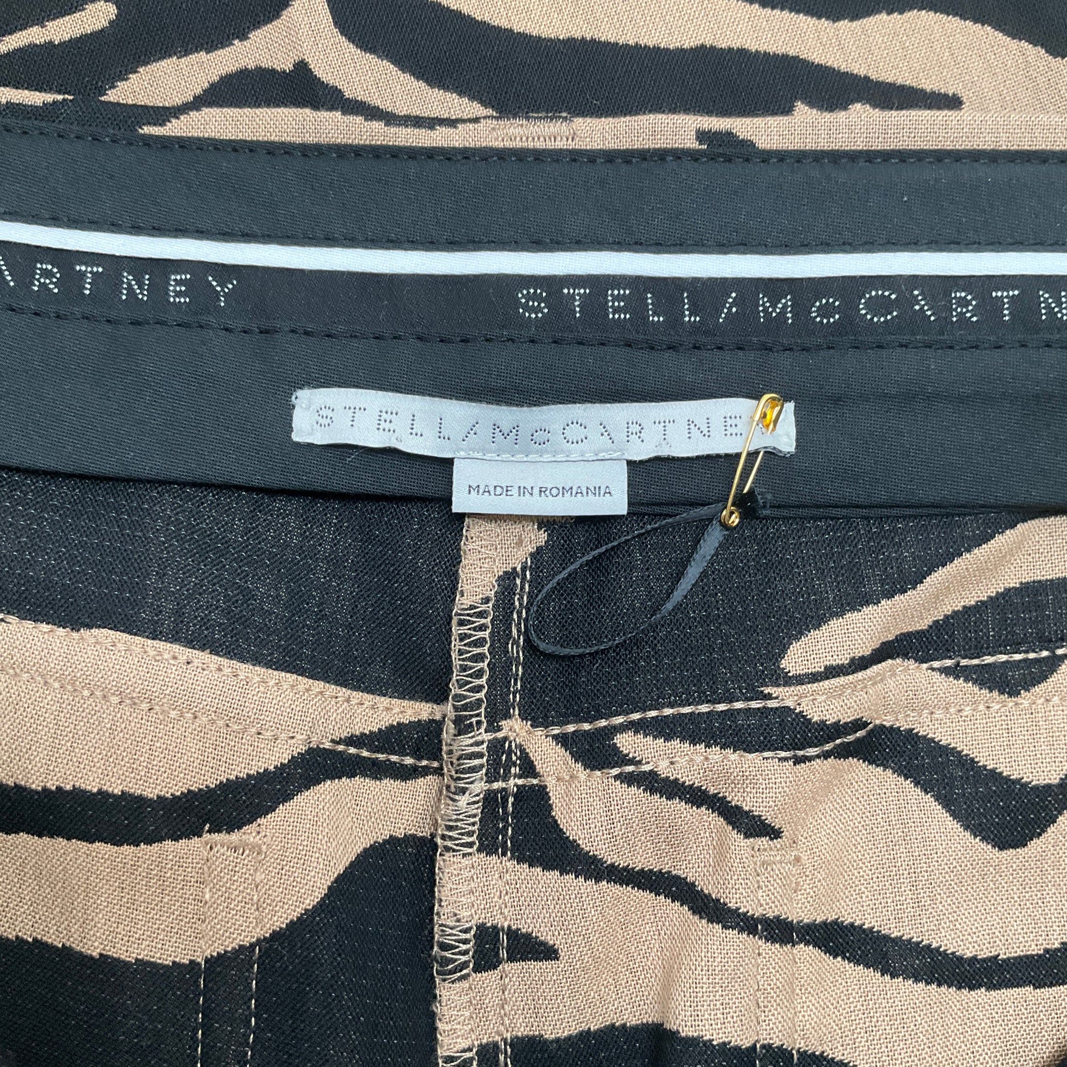 Stella McCartney Tan / Black Tiger Print Flare Pants