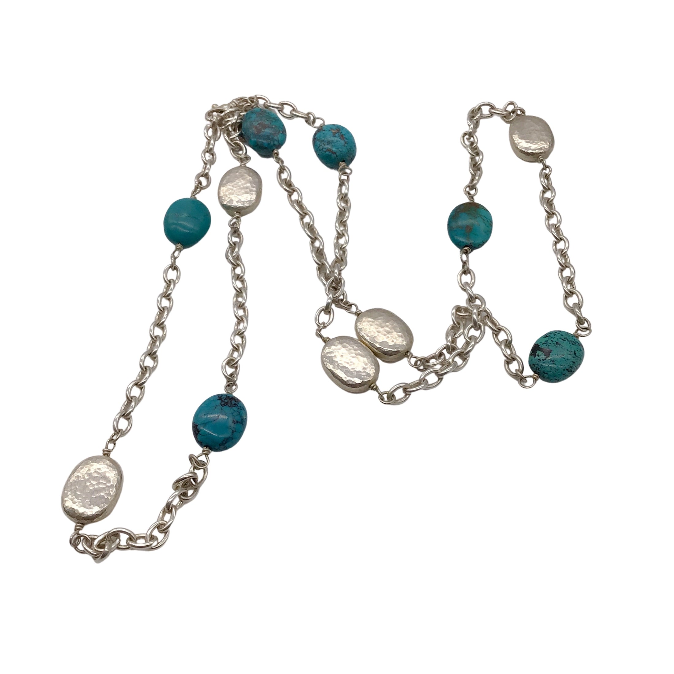Gurhan Turquoise / Sterling Silver Station Chain Link Necklace