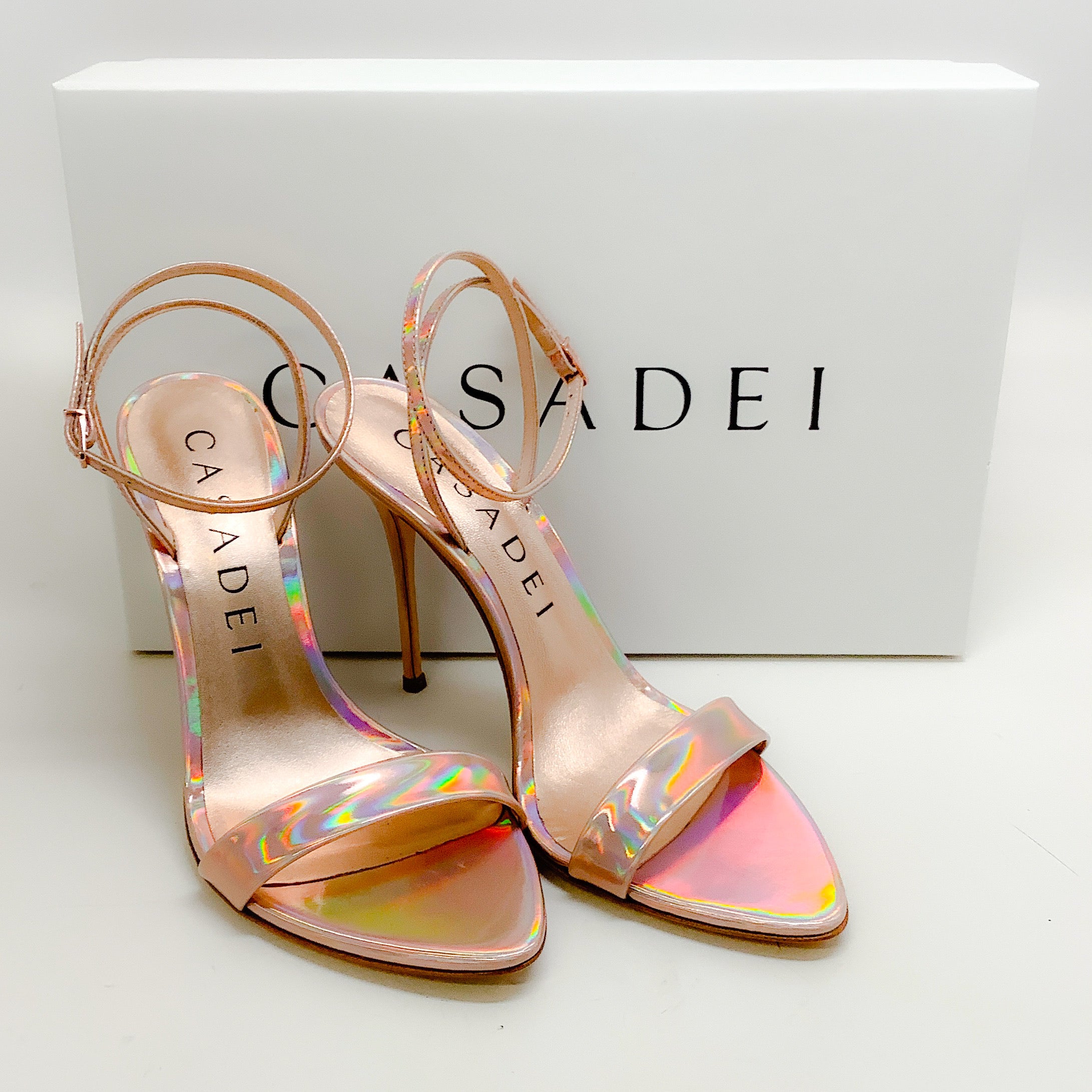 Casadei Pink / Gold Iridescent Osiride Sandals