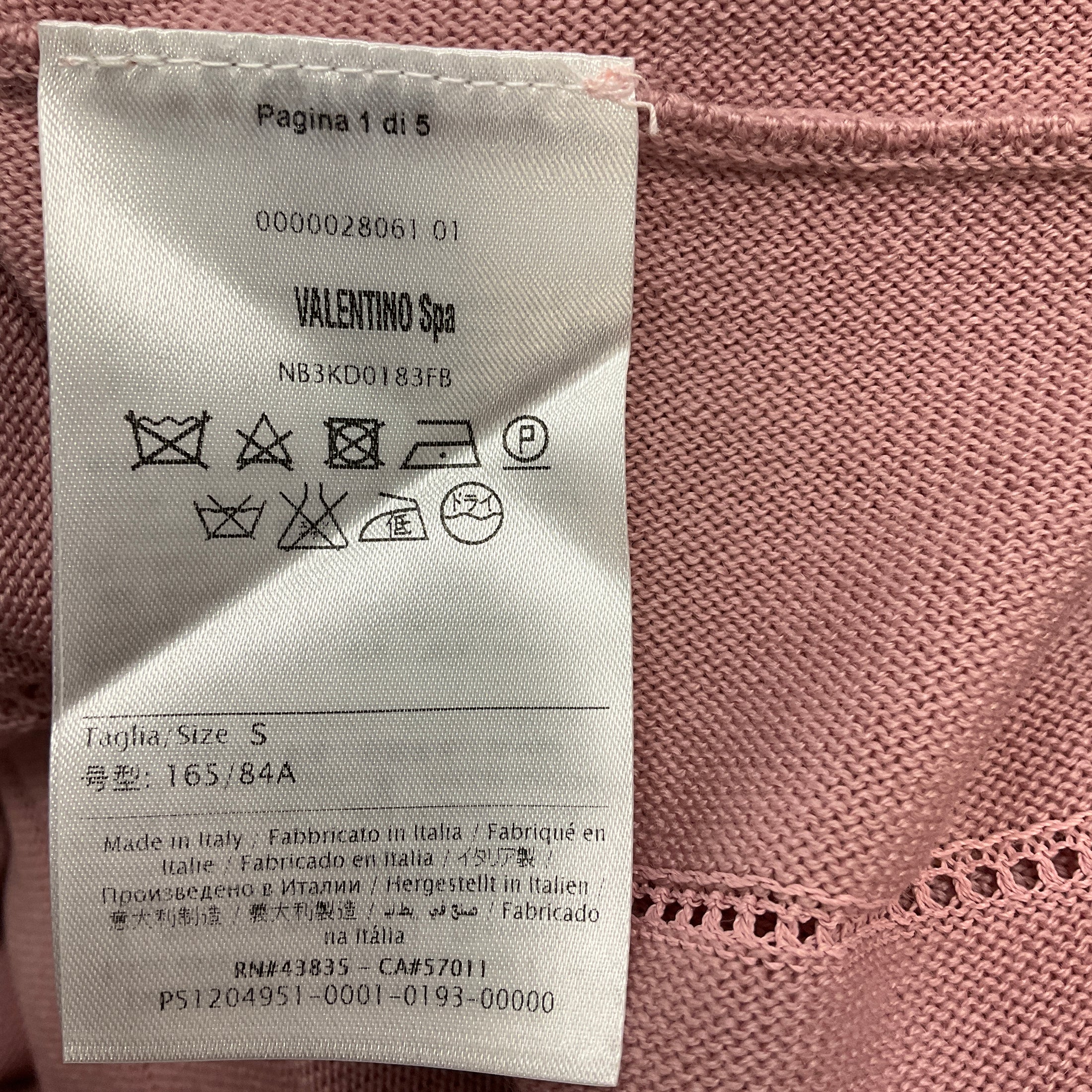 Valentino Blush Pink Short Sleeved Wool Knit Dress