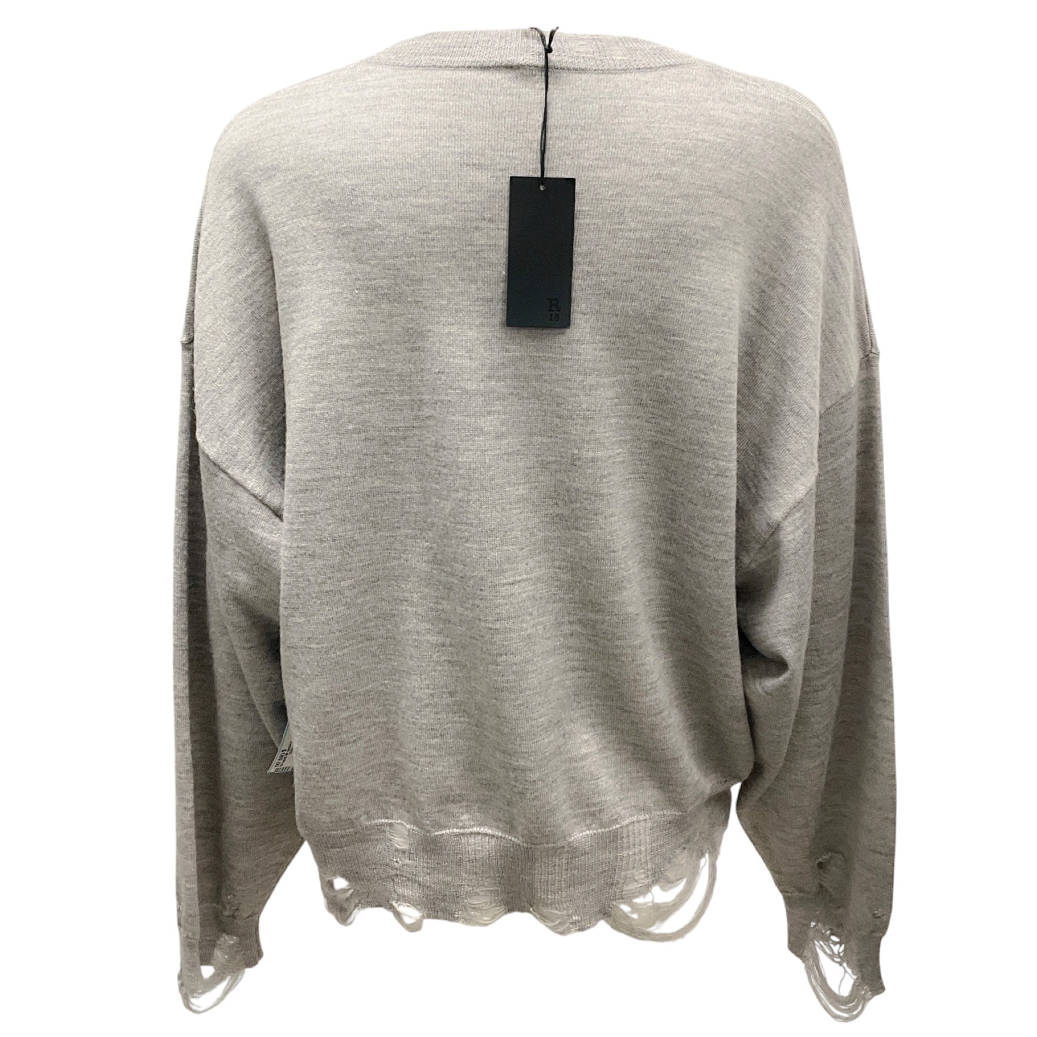 R13 Light Heather Grey Distressed Cropped Oversized Pullover