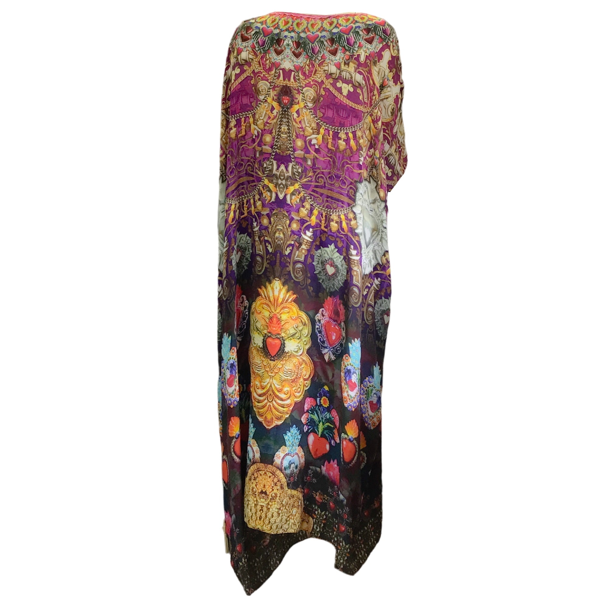 Camilla Multicolored Embellished Printed Silk Maxi Dress