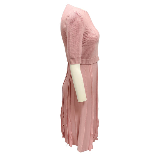 Valentino Blush Pink Short Sleeved Wool Knit Dress