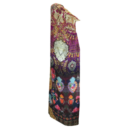 Camilla Multicolored Embellished Printed Silk Maxi Dress