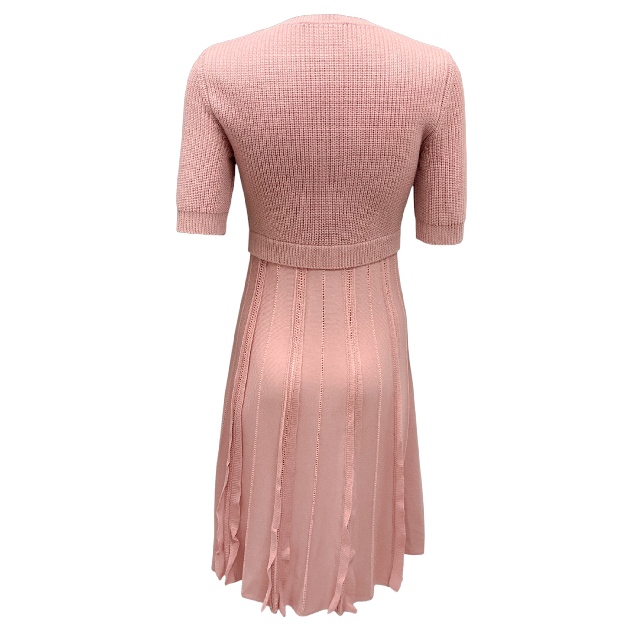 Valentino Blush Pink Short Sleeved Wool Knit Dress
