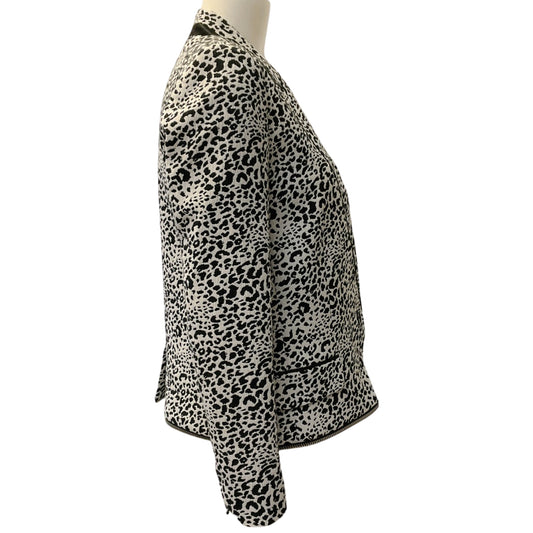 Zadig & Voltaire Black / White Leopard Print Deluxe Vegam Leo Jacquard Blazer