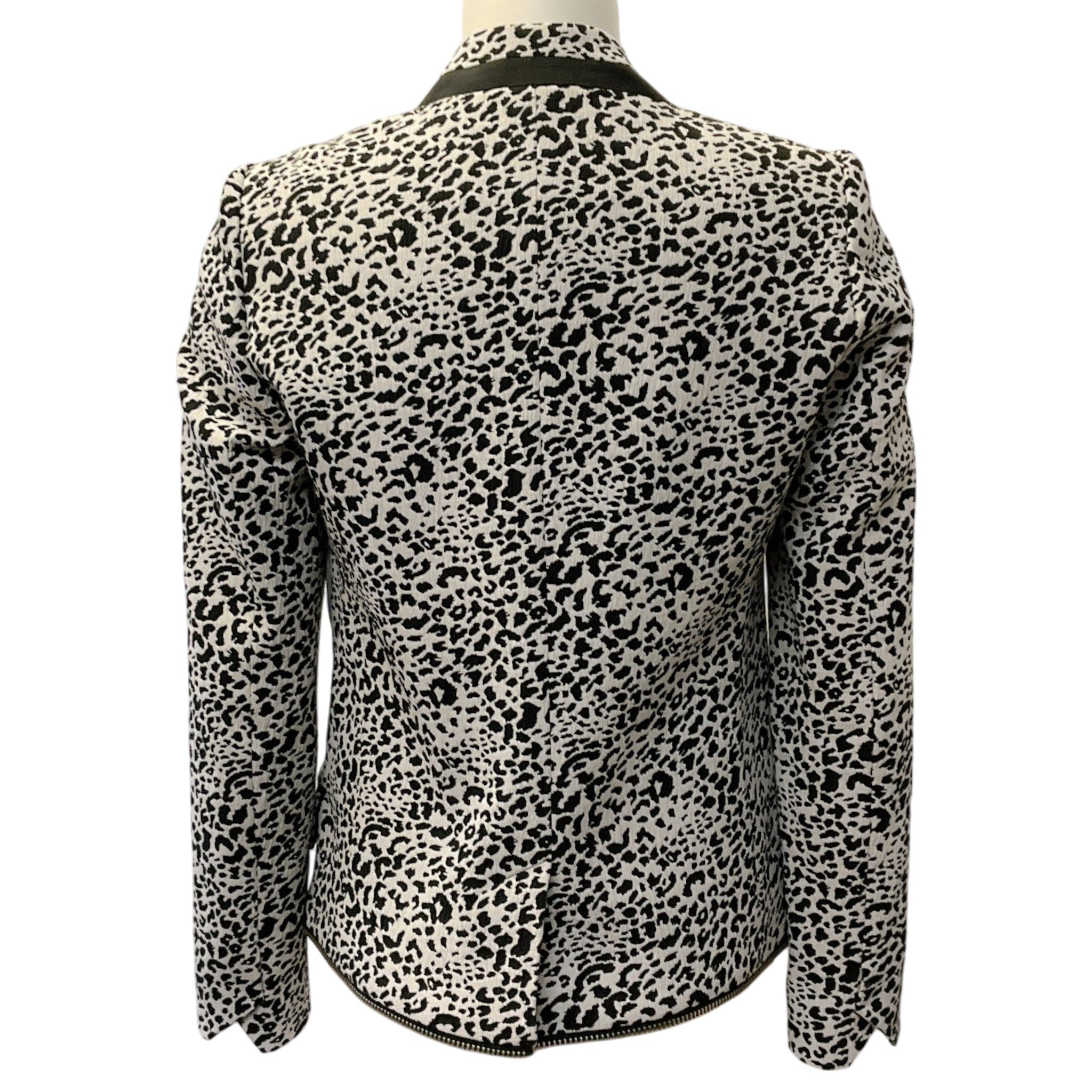 Zadig & Voltaire Black / White Leopard Print Deluxe Vegam Leo Jacquard Blazer