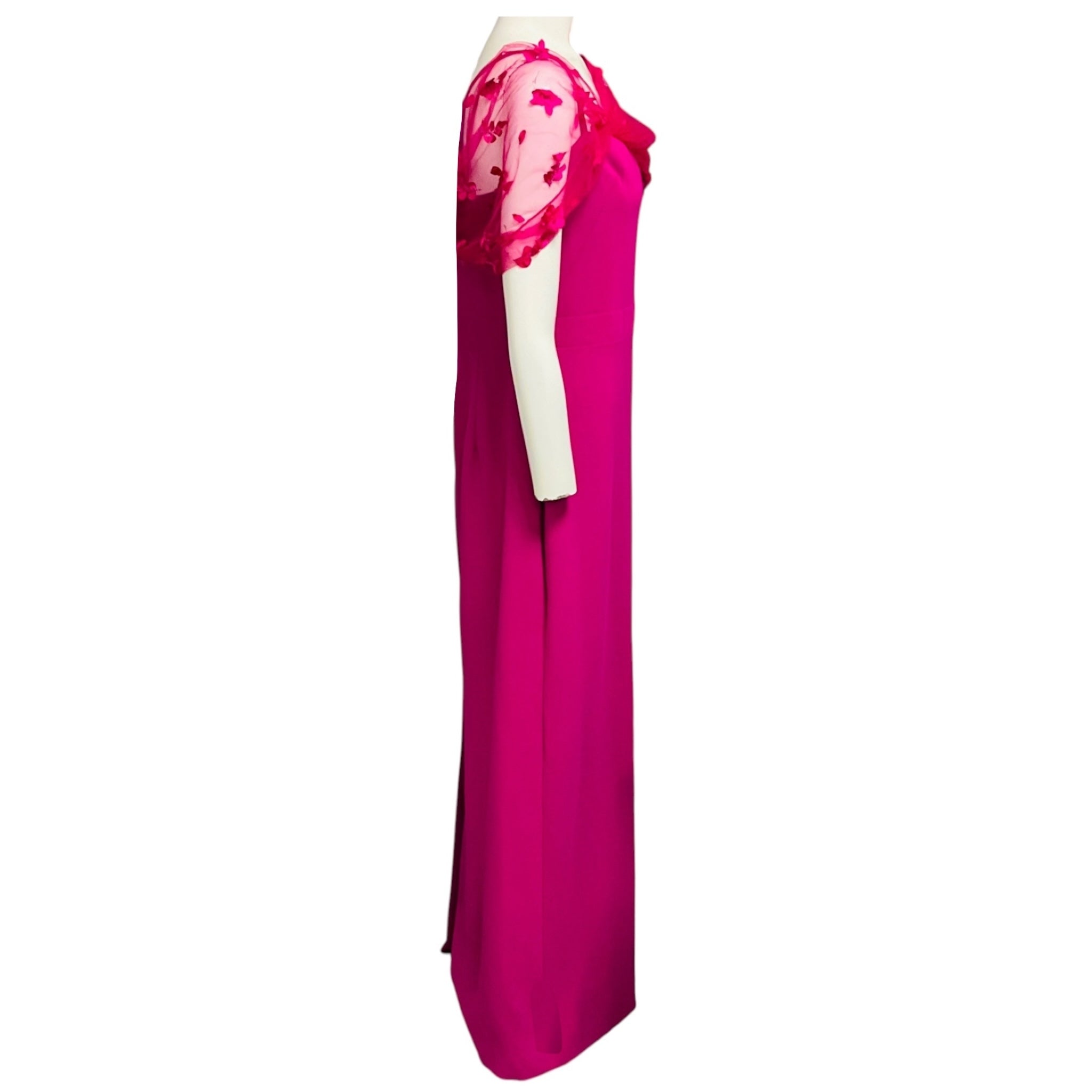 Theia Zinnia Pink Sophia Beaded Shawl Gown