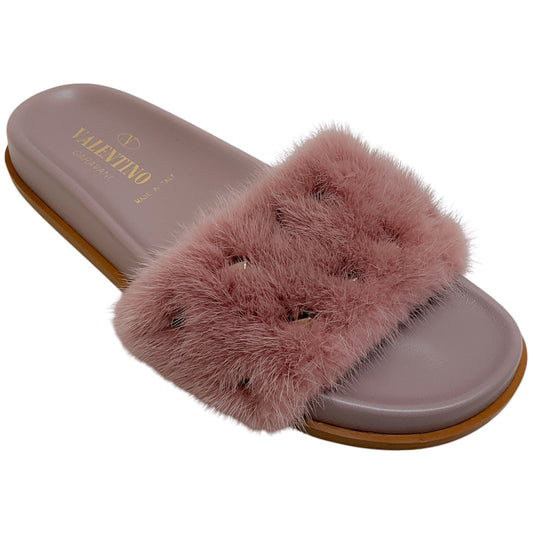 Valentino Mauve Mink Rockstud Slides
