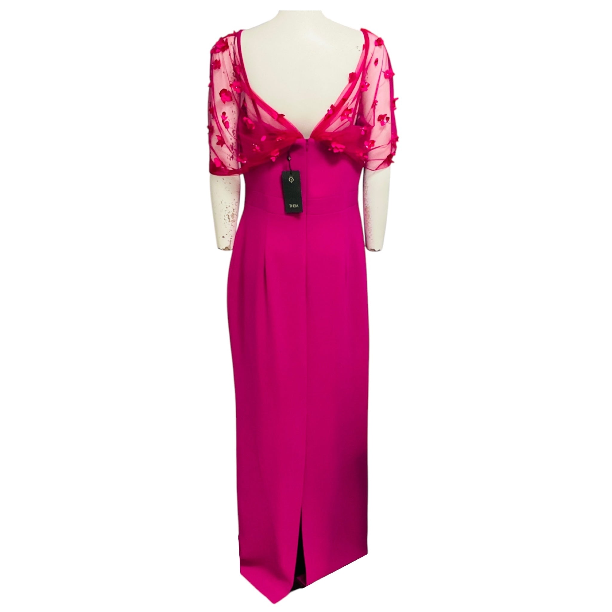 Theia Zinnia Pink Sophia Beaded Shawl Gown