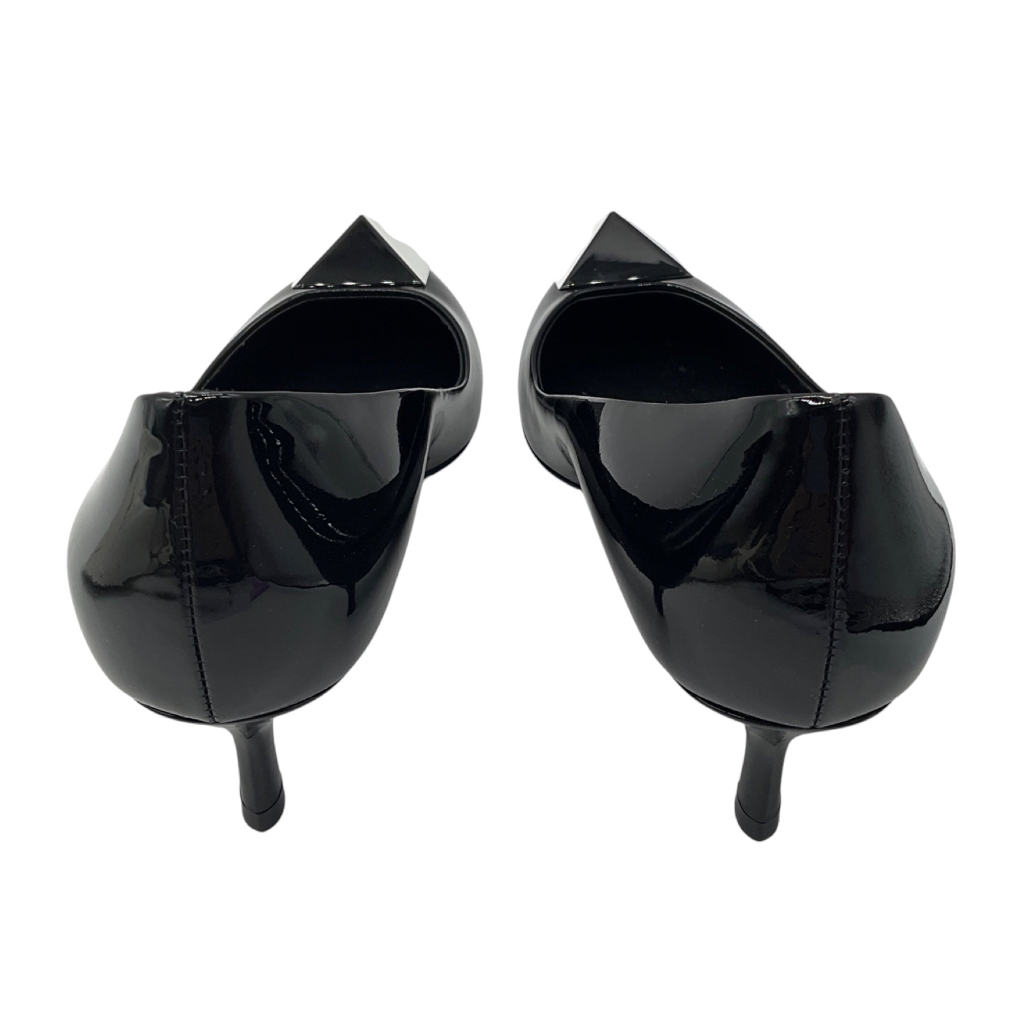 Valentino Black / White 50mm One Stud Patent Leather Pumps
