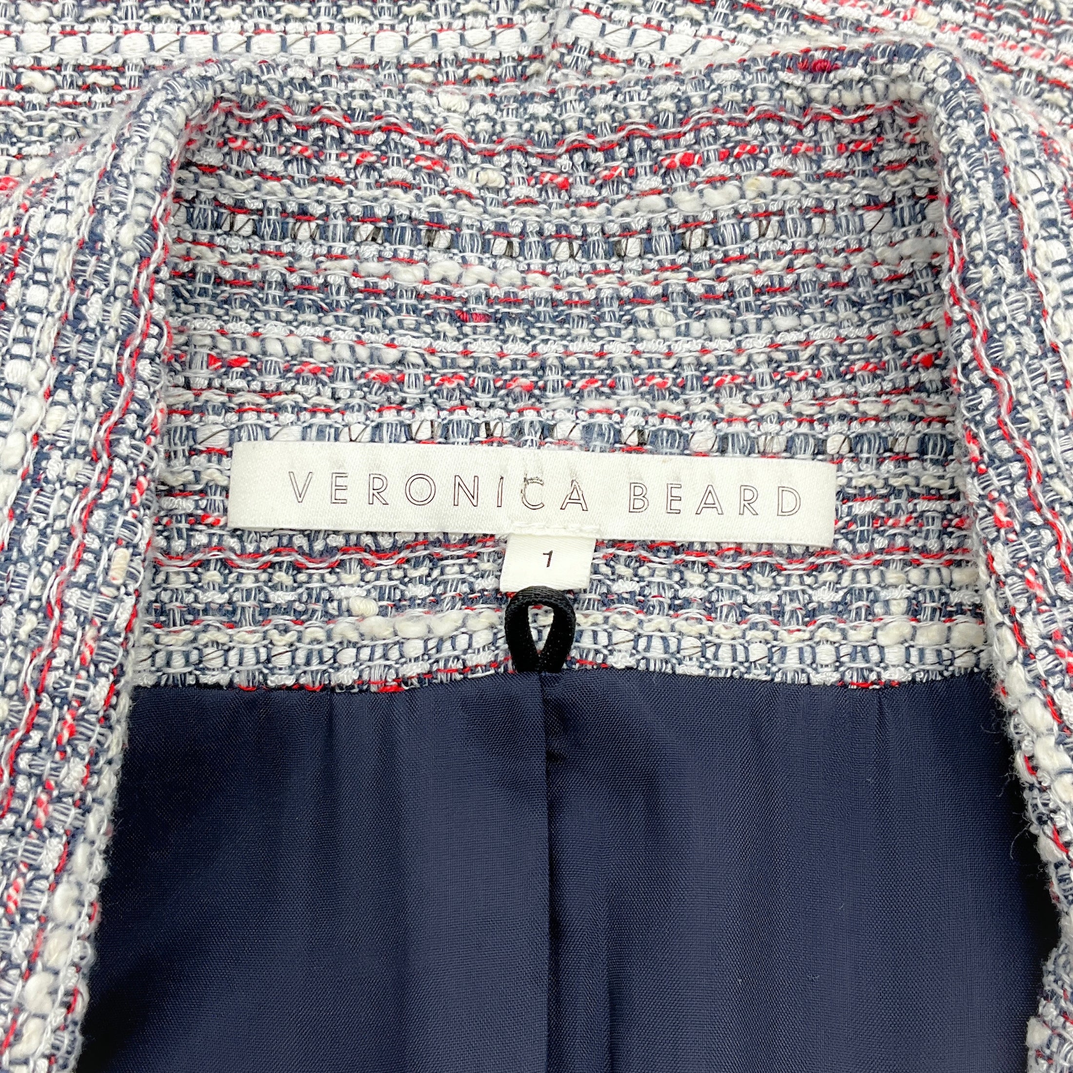 Veronica Beard Navy / Whire / Red Tweed Dickey Jacket