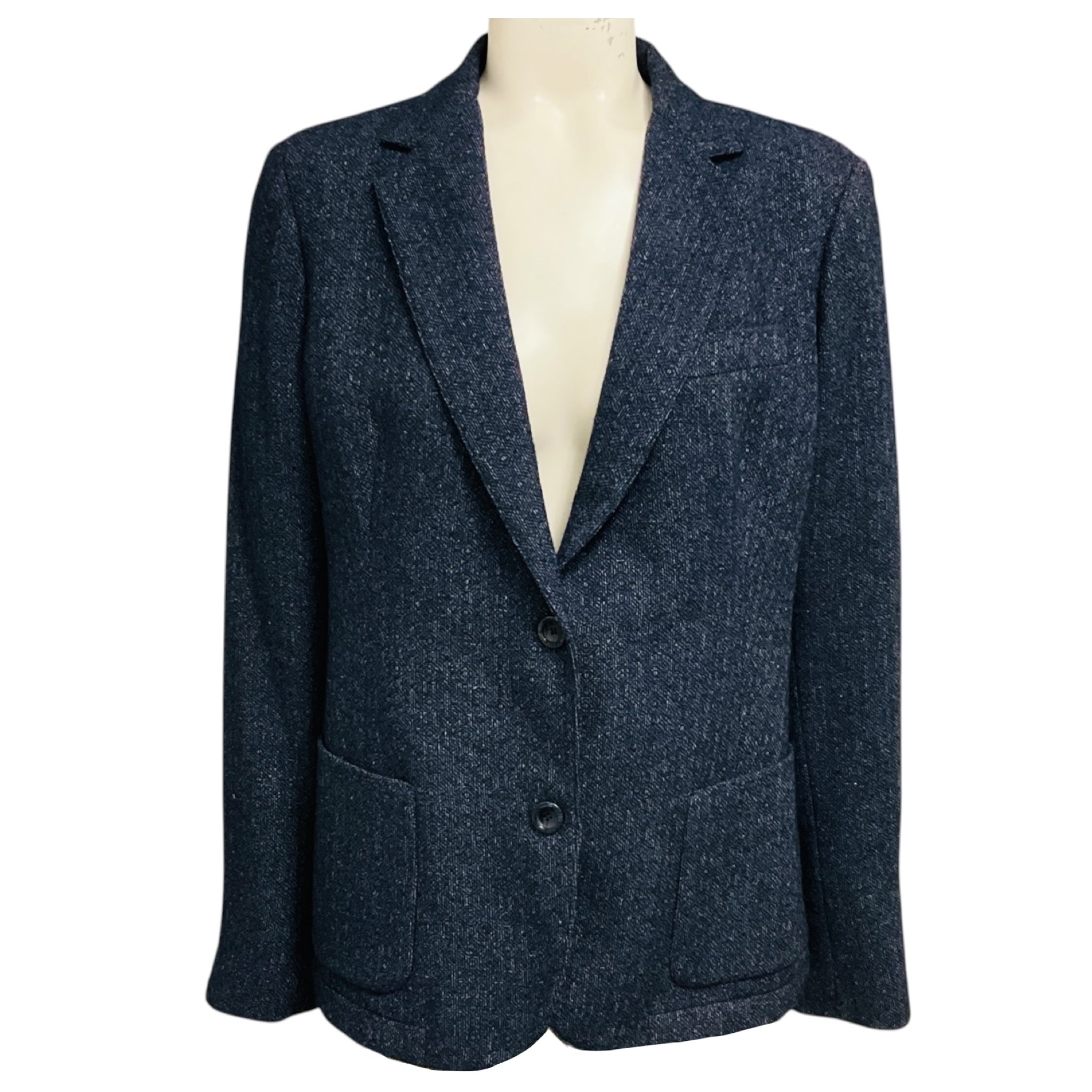 Eleventy Navy Blue Wool Tweed Blazer