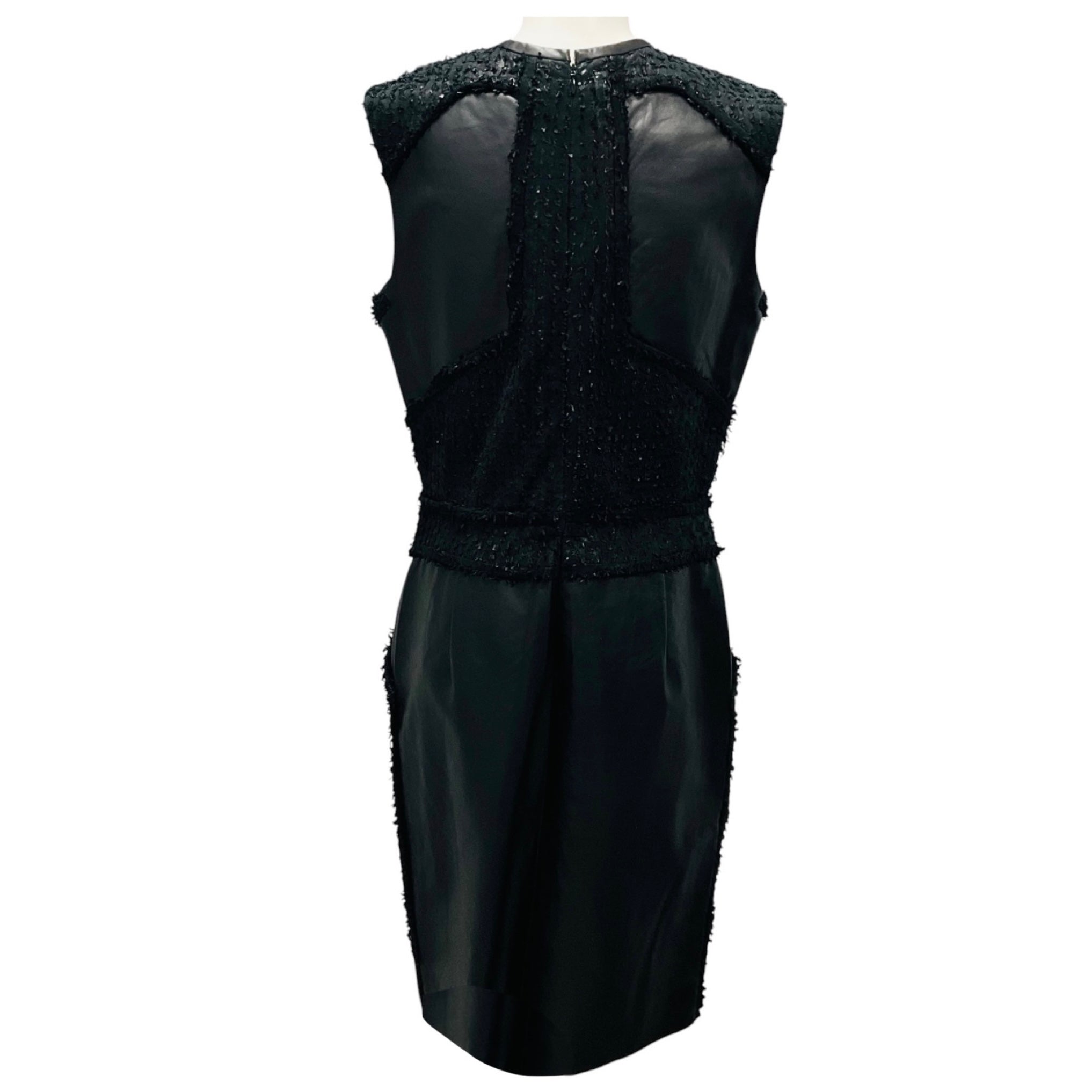 J. Mendel Black Textured Sleeveless Leather Midi Dress