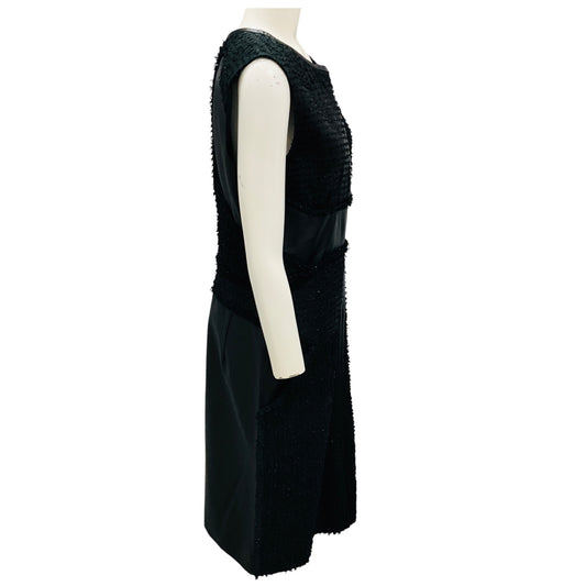 J. Mendel Black Textured Sleeveless Leather Midi Dress