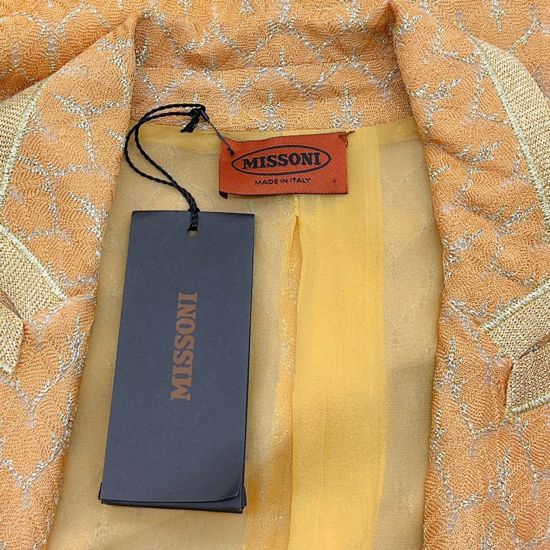 Missoni Peach Knit Jacket with Gold and Silver Lame