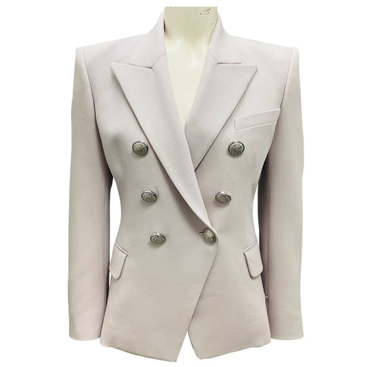 Balmain Lilac / Lilas Double Breasted Wool Jacket with Silver Buttons