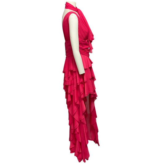 Alice + Olivia Raspberry Holly Ruffle Maxi Dress with Scarf