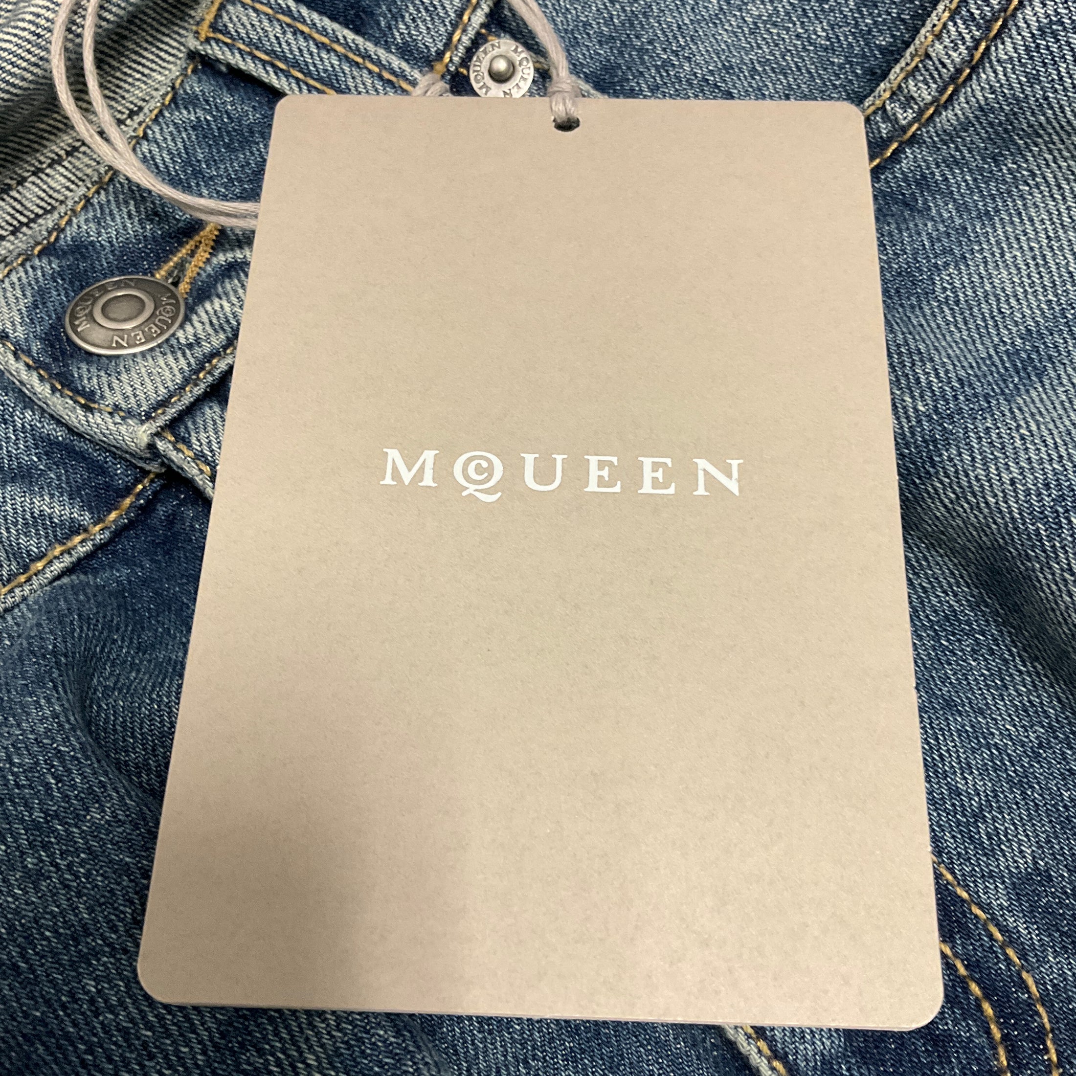 McQueen Blue Denim High Rise Bootcut Jeans