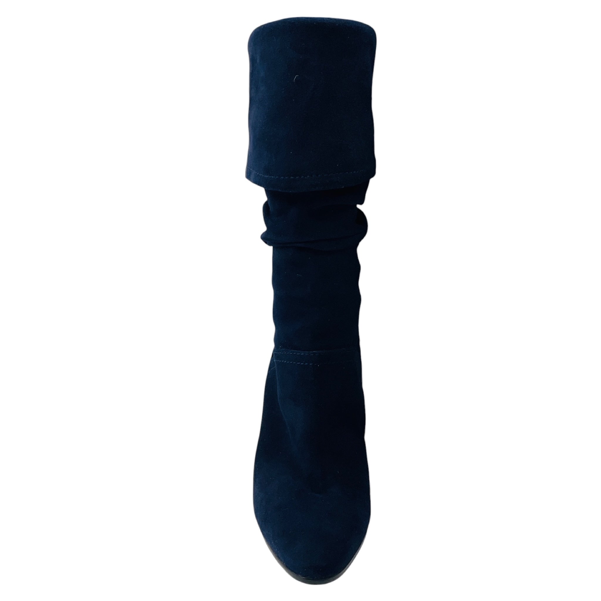 Manolo Blahnik Navy Blue Suede Slouch Boots