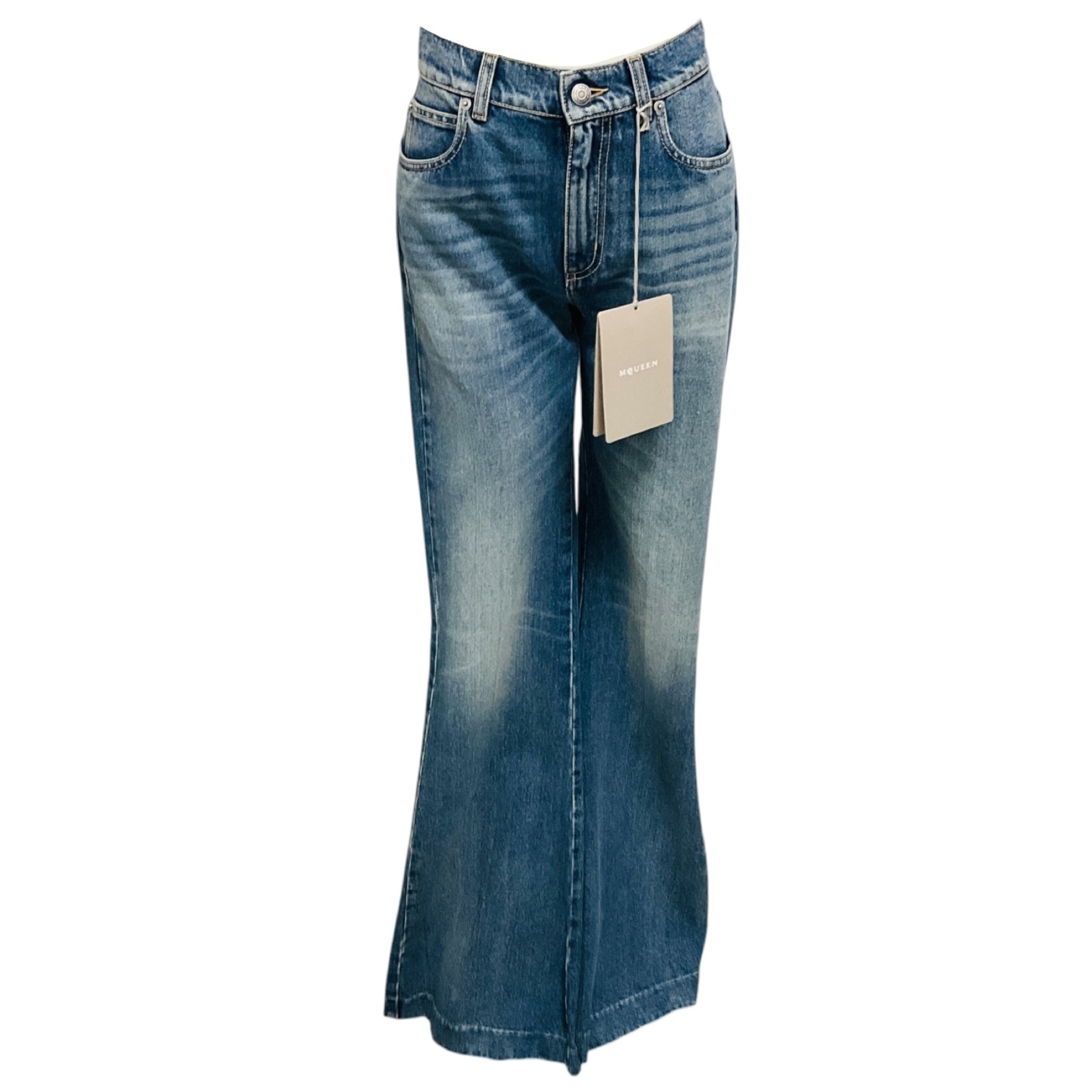 McQueen Blue Denim High Rise Bootcut Jeans