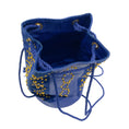 Load image into Gallery viewer, Yves Saint Laurent Rive Gauche Vintage Blue / Gold Studded Suede and Leather Handba
