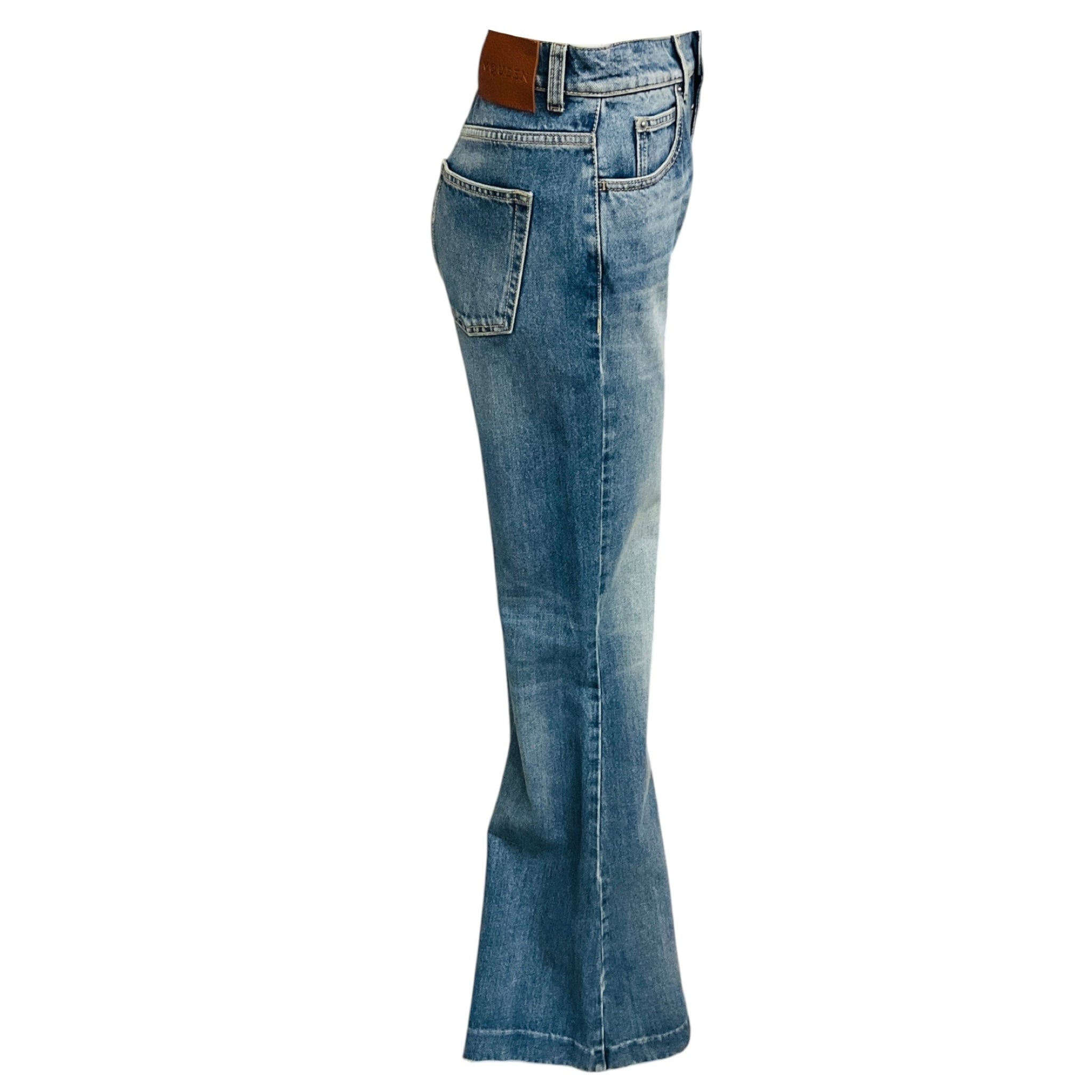 McQueen Blue Denim High Rise Bootcut Jeans