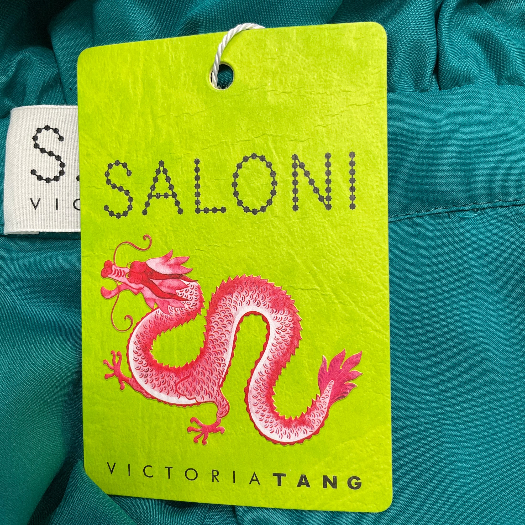 Saloni x Victoria Tang Teal Multi Fleur Short Dress