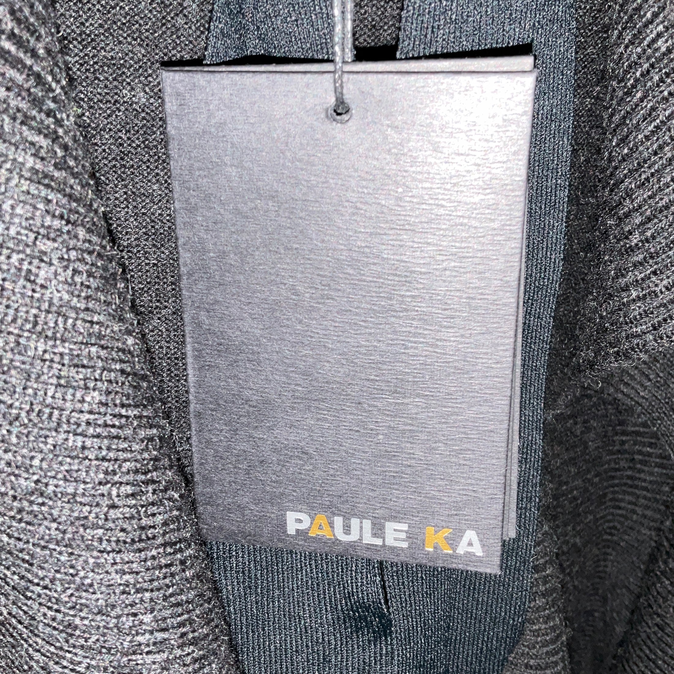 Paule Ka Charcoal Grey Cropped Wool Knit Cardigan Sweater