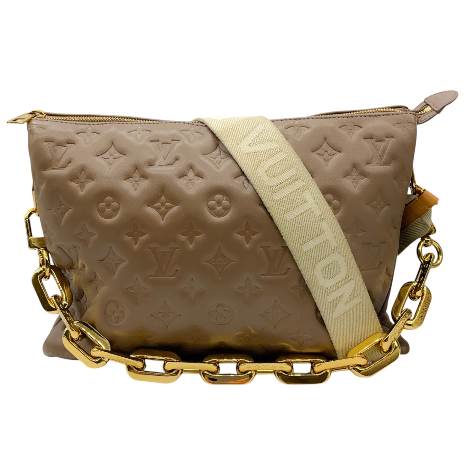 Louis Vuitton Taupe Monogram Embossed Leather Coussin Handbag