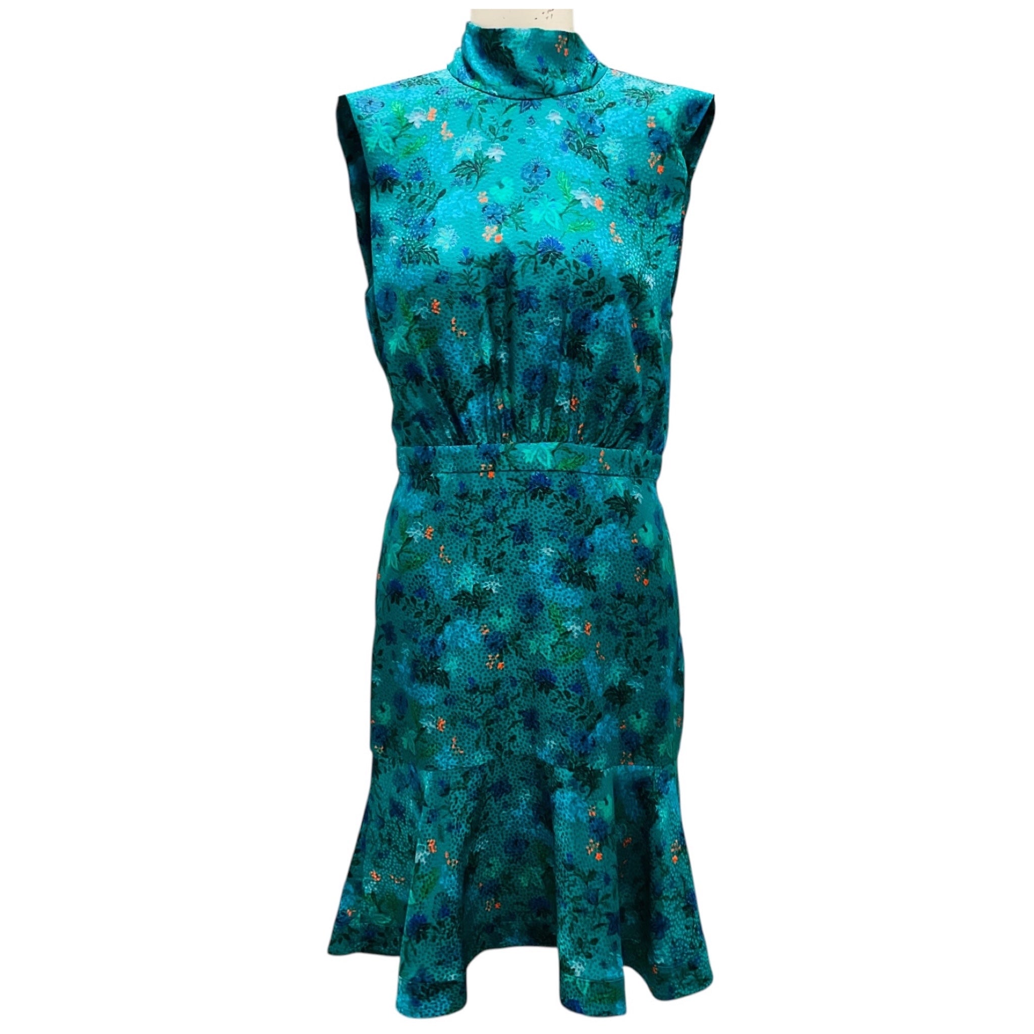 Saloni x Victoria Tang Teal Multi Fleur Short Dress