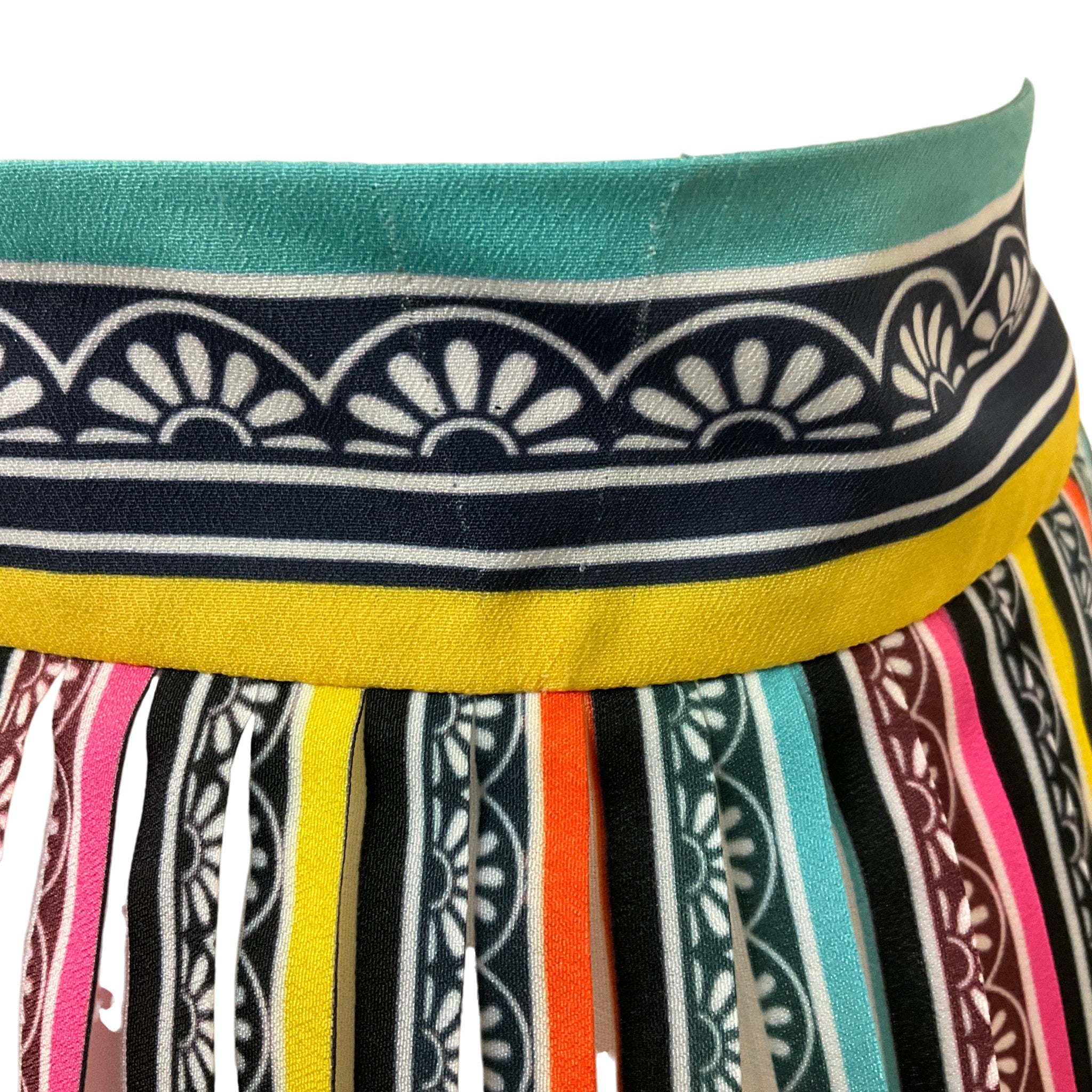 Mary Katrantzou White Multi Striped Pleated Tiered Skirt