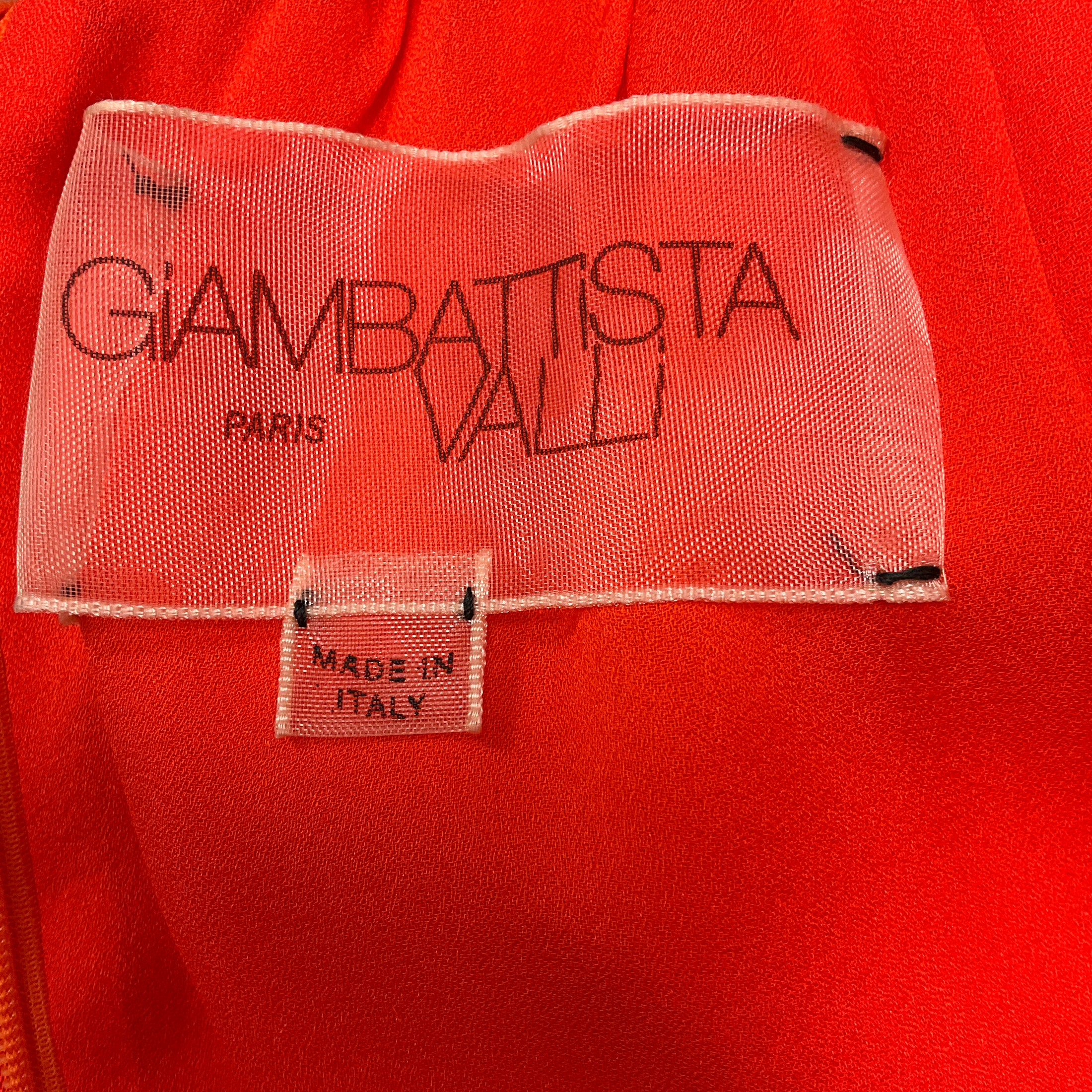 Giambattista Valli Bright Orange Collared Sleeveless Silk Dress